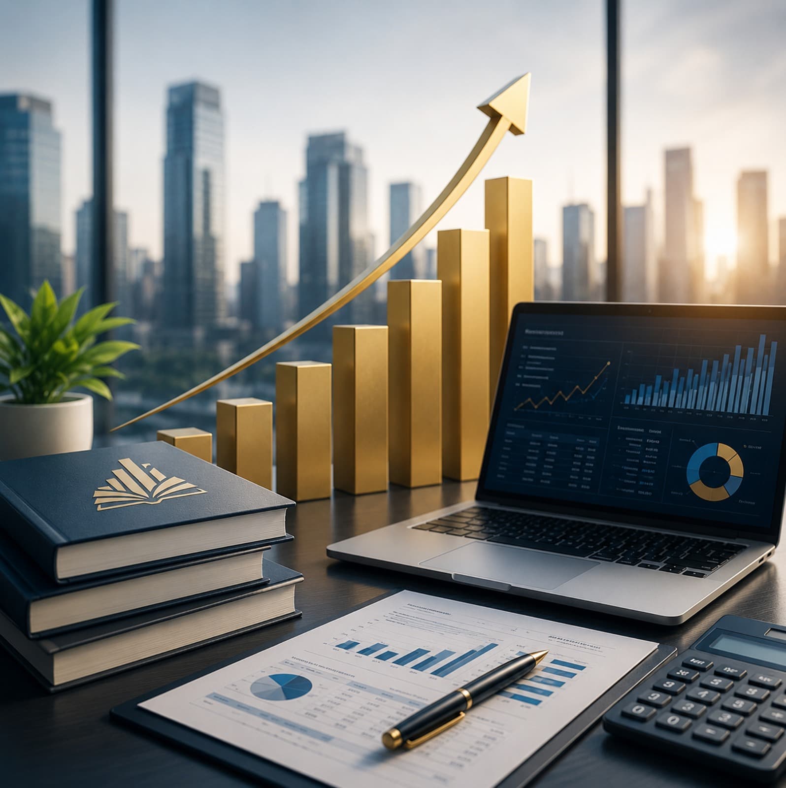 Financial clarity growth charts on an office desk